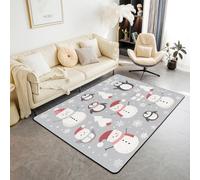 Homemissing Christmas Area Rug 150 * 200cm for Bedroom Snowman Snowflake Living Room Rugs Soft Non-slip Penguin Decor Carpet New Year Gift Indoor Floor Mat for Home, Dining Room