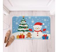 Homemissing Christmas Bathroom Rugs Cute Snowman Bath Mats Xmas Tree Bathroom Accessories Gingerbread Man Floor Doormats 16x24Inch Soft Microfiber