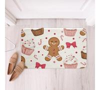 Homemissing Christmas Bathroom Rugs Microfiber 20x32Inch Gingerbread Man Bath Mats Non-Slip Xmas Decor Bathroom Accessories Pink Bow Floor Doormats Soft Door Mat