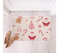 Homemissing Christmas Bathroom Rugs Microfiber 20x32Inch Santa Claus Bath Mats Non-Slip Cute Gingerbread Man Bathroom Accessories Snowflake Floor Doormats Soft Door Mat