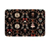 Homemissing Christmas Bathroom Rugs Nutcracker Bath Mats Microfiber Soldier Royal Guarder Princess Bathroom Accessories Flower Bow Floor Doormats Non-Slip 16x24Inch Soft
