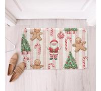 Homemissing Christmas Bathroom Rugs Santa Claus Bath Mats Microfiber Gingerbread Man Bathroom Accessories Xmas Tree Floor Doormats Non-Slip 16x24Inch Soft