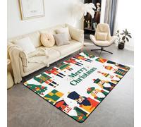 Homemissing Christmas Nutcracker Area Rug 150 * 200cm Polyester Cartoon Soldier Princess Living Room Rugs for Bedroom Xmas Deer Elk Decor Decor Carpet Indoor Floor Mat Soft Non-slip