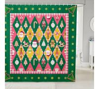 Homemissing Christmas Nutcracker Shower Curtain for Bathroom Decor Gingerbread Man Santa Claus Bath Curtain Xmas Tree Green Waterproof Polyester Fabric for Stalls Bathtubs 150x180cm
