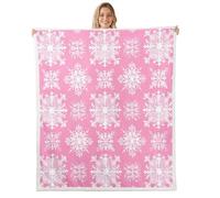 Homemissing Christmas Pink Fleece Throw Blanket Kids Baby 30x40Inch Snowflake Sherpa Blanket Plush Fuzzy for Boys Girls Teens Xmas Winter Holiday for Bed Couch Chair Living Room