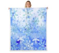 Homemissing Christmas Theme Fleece Throw Blanket Kids Baby 30x40Inch Blue White Snowflake Tie Dye Sherpa Blanket Plush Fuzzy for Boys Girls Teens Xmas Winter Holiday for Bed Couch Chair Living Room