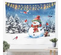 Homemissing Christmas Theme Tapestry Kids Large Large 58x79 Inch Snowman Red Cardinal Animal Wall Art for Boys Girls Teens Xmas Tree Snowflake Woodland Winter Holiday Wall Hanging Blanket Room Decor