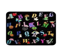 Homemissing Colorful Cartoon Letters Kids Bathroom Rugs ABC Alphabet Bath Mats Educational Bathroom Accessories for Children's Floor Doormats 16x24Inch Cute Animals Soft Microfiber