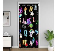 Homemissing Colorful Cartoon Letters Kids Door Curtain for Doorway Privacy ABC Alphabet Closet Cover Educational Room Divider Curtain 150x203cm for Children's Living Room Cute Animals