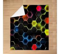 Homemissing Colorful Honeycomb Flannel Fleece Blanket Baby 30x40Inch Kids Yellow Blue Hexagon Plush Throw Blanket for Boys Girls Teens Geometry,All Season for Bed Sofa Couch Breathable Beehive