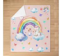 Homemissing Colorful Rainbow Print Cozy Blanket Girl Unicorn Flannel Blanket Plush Fuzzy 40x50Inch Super Soft Unicorn And Cute Horse Fleece Throw Blanket