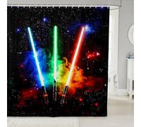 Homemissing Colors Light Sabers Shower Curtain for Bathroom Decor 180x240cm Kids Outer Space Bath Curtain Galaxy Bathroom Accessories Polyester with 12 Hooks