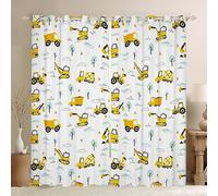 Homemissing Construction Vehicles Curtains for Bedroom Living Room Kids Excavator Blackout Curtains Boys Equipment Trucks Darkening Dreapes Cartoon Car Window Treatments Kawaii Cloudy W66*L72