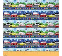 Homemissing Construction Vehicles Fabric by The Yard Kids for Kids Equipment Trucks Upholstery Fabric for Chairs 1 Yard (L92*W150cm) Cartoon Car Waterproof Outdoor Police Car Reupholstery