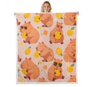 Homemissing Cool Capybara Sherpa Throw Blanket for Couch Lemon Slice Prints Super Soft Cozy Fleece Summer Theme Blanket for Winter, Plush Throw Cute Animal Pattern Queen 90x90Inch Wildlife All Season