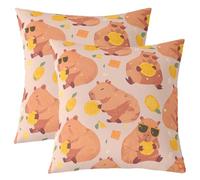 Homemissing Cool Capybara Throw Pillow Covers Set of 2 Lemon Slice Prints Summer Theme Pillow Case for Couch Sofa Cute Animal Pattern Cushion Case Wildlife Kids Boys Girls Bedroom Decor 45x45cm