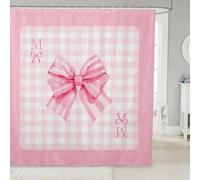 Homemissing Coquette Bow Knot Shower Curtains Initial M Bathroom Curtain for Kids Women Men Bathroom Pink Preppy Style Waterproof Polyester Fabric Personalized Letter M for Stalls Bathtubs 180x200cm