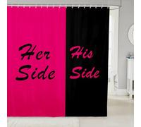Homemissing Couple Shower Curtain for Bathroom Decor Women Men Lover Bath Curtain for Stalls Bathtubs Black Hot Pink Romantic Valentine's Day Waterproof Fabric with 12 Hooks 180x240cm