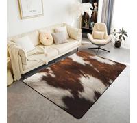 Homemissing Cow Cowhide Print Area Rug 150 * 200cm Polyester | Western Farmhouse Animal Fur Living Room Rugs for Bedroom Highland Cowhide Decor Carpet Indoor Floor Mat Soft Non-slip
