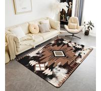 Homemissing Cow Fur Print Area Rug 150x200cm Southwest Native American Design Living Room Rugs Bedroom Boho Decor Carpet with Non-Slip Backing Western Farm Animal Skin Indoor Floor Mat Beige and Browm