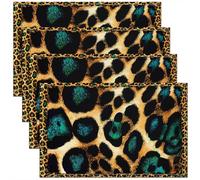 Homemissing Cow Fur Print Placemats Set of 4, Animal Skin Table Mats Westernfor Kitchen Dining Table Party Decor Indoor Outdoor 45x30cm Non-Slip Easy to Clean Brown Cowhide
