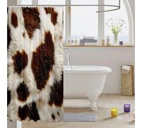 Homemissing Cow Fur Print Shower Curtain for Bathroom Decor Cowhide Bath Curtain Western Decor Accessories Wild Western Cowboy Waterproof Polyester Fabric Farmhouse for Stalls Bathtubs 180x240cm