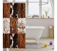 Homemissing Cow Fur Print Shower Curtain for Bathroom Decor Cowhide Bath Curtain Wild Western Cowboy Bathroom Accessories Western Decor Waterproof Polyester Fabric with 12 Hooks 180x240cm