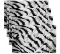 Homemissing Cowhide Placemats Set of 4, Zebra Fur Print Table Mats for Party Kitchen Dining Decoration Holiday Seasonal Cow Fur for Dinner Table 45x30cm Animal Skin Decor
