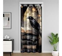 Homemissing Crow Closet Cover 106x203cm Black Raven Divider Curtain Cover for Kids Adults Black Feathers Bird Themed Rustic Halloween Books Door Curtain for Doorway Privacy 30%-50% Blackout Shades