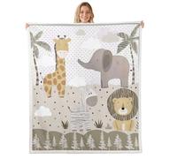 Homemissing Cute Animal Nursery Sherpa Throw Blanket for Couch Cartoon Lion Giraffe Super Soft Cozy Fleece Zoo Animal Blanket for Winter, Plush Throw Wildlife Jungle Plant 40x50Inch All Season