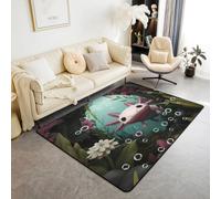 Homemissing Cute Axolotl Area Rug 100 * 150cm Kids Kawaii Salamander Living Room Rugs for Bedroom for Boys Girls Bubble Underwater World Decor Carpet Indoor Floor Mat Polyester