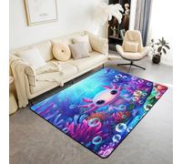 Homemissing Cute Axolotl Area Rug 150 * 200cm Kids Kawaii Salamander Living Room Rugs for Bedroom for Boys Girls Colorful Underwater World Decor Carpet Indoor Floor Mat Polyester