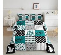 Homemissing Cute Axolotl Bedding Set Cartoon Salamander Comforter Set for Kids Boys Girls Ocean Sealife Down Comforter Geometric Lattice Inner Fill Duvet Insert/Quilt Set Single Size
