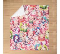 Homemissing Cute Axolotl Flannel Blanket Baby 30x40Inch Kids Salamander Polar Fleece Throw Kawaii Ocean Sealife Blanket for Bed Couch Chair Living Room Reptile Animal Cozy Fleece Throw Room Decor