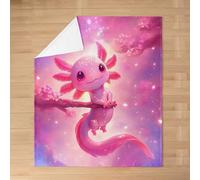 Homemissing Cute Axolotl Fleece Throw Blanket Baby 30x40Inch Kids Cartoon Salamander Flannel for Boys Girls Kawaii Ocean Sealife Flannel Blanket Plush Fuzzy Soft Lightweight Microfiber Room Decor
