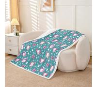 Homemissing Cute Axolotl Sherpa Throw Blanket for Couch Flower Bow Super Soft Cozy Fleece Cartoon Salamander Blanket for Winter, Plush Throw Green Baby 30x40Inch All Season