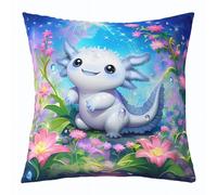 Homemissing Cute Axolotl Throw Pillow Covers 1 Pcs Galaxy Glitter Decorative Pillowcase Cartoon Animal Cushion Covers for Sofa Couch Bed Floral Cushion Case Home Decor 50x50cm