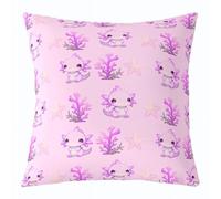 Homemissing Cute Axolotl Throw Pillow Covers 1 Pcs Ocean Sealife Cushion Covers Cartoon Animal Pillow Case for Couch Sofa Starfish Cushion Case Kids Boys Girls Bedroom Decor 45x45cm