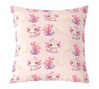 Homemissing Cute Axolotl Throw Pillow Covers 1 Pcs Ocean Sealife Decorative Pillowcase Cartoon Animal Cushion Covers for Sofa Couch Bed Starfish Cushion Case Home Decor 45x45cm