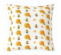 Homemissing Cute Bee Throw Pillow Covers Set of 1 Honey Bee Square Cushion Covers Honeycomb Pillow Case Beehive Cushion Case for Couch Sofa Bedroom Decor 45x45cm