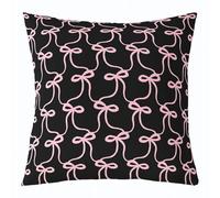 Homemissing Cute Black Pink Bow Throw Pillow Covers 1 Pcs Kawaii Bowknot Square Cushion Covers Bows and Stripes Pillow Case Princess Decor Cushion Case for Couch Sofa Bedroom Decor 40x40cm