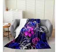 Homemissing Cute Butterfly Plush Throw Blanket 3D Butterflies Flannel Blanket Queen 90x90Inch Galaxy Dreamy All Season Glitter Rose Floral for Couch Bed Sofa Bedroom Decor