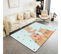 Homemissing Cute Capybara Area Rug 100 * 150cm Polyester Letter E Living Room Rugs for Bedroom ABC Letter Decor Carpet Kawaii Animals Indoor Floor Mat Soft Non-slip