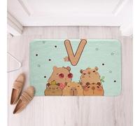 Homemissing Cute Capybara Bathroom Rugs Letter V Bath Mats Microfiber ABC Letter Bathroom Accessories Kawaii Animals Floor Doormats Non-Slip 20x32Inch Soft