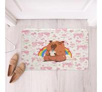 Homemissing Cute Capybara Bathroom Rugs Microfiber 16x24Inch Pink Bow Floor Doormats Non-Slip Love Heart Bathroom Accessories Flower Bath Mats Rainbow Clouds Soft Door Mat
