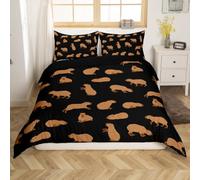 Homemissing Cute Capybara Duvet Cover Set Single Size For Kids Boys Girls Teens Capybara Animals Lovers Bedding Set Funny Capybaras Comforter Cover with 1 Pillowcase Cartoon Pet Animals Beds Set