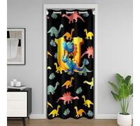 Homemissing Cute Cartoon Dinosaur Doorway Curtain Privacy 1 Panel, 106x203cm Personalized Initial U Closet Cover Kids Kawaii Jungle Dino Funny Alphabet Pattern 30%-50% Blackout Room Divider Curtain