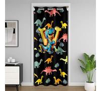Homemissing Cute Cartoon Dinosaur Doorway Curtain Privacy 1 Panel, 106x203cm Personalized Initial W Closet Cover Kids Kawaii Jungle Dino Funny Alphabet Pattern 30%-50% Blackout Room Divider Curtain