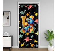 Homemissing Cute Cartoon Dinosaur Doorway Curtain Privacy 1 Panel, 132x203cm Personalized Initial H Closet Cover Kids Kawaii Jungle Dino Funny Alphabet Pattern 30%-50% Blackout Room Divider Curtain