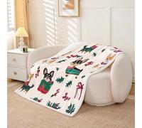 Homemissing Cute Christmas Dog Sherpa Throw Blanket for Couch Merry Christmas Super Soft Cozy Fleece Blanket for Winter, Plush Throw Xmas Deer Elk Decor Baby 30x40Inch All Season
